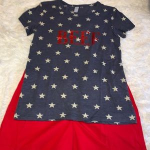Alternative Blue W/White Stars Beef T Shirt Large